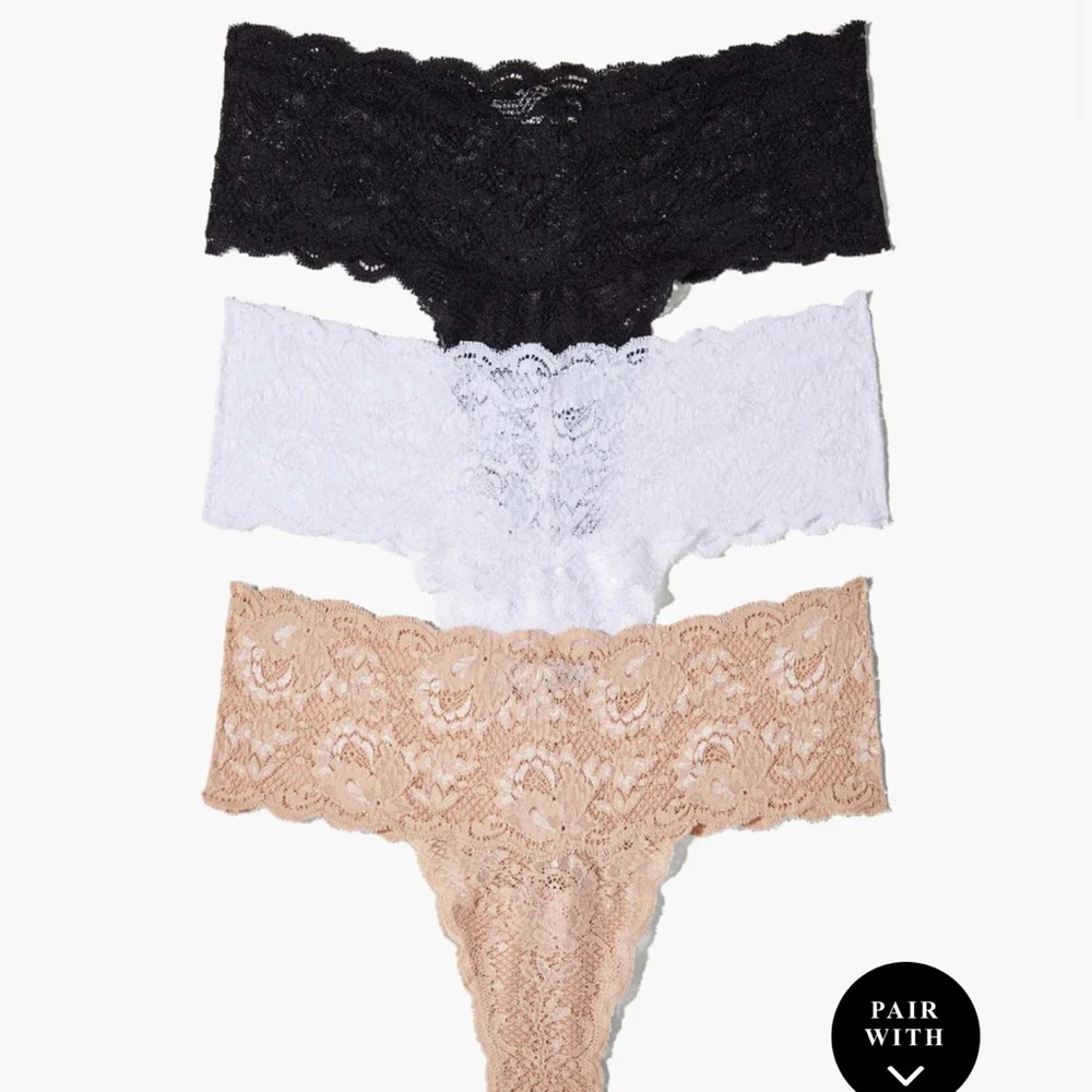 Cosabella Never Say Never Lace Thong Set - Black, White, Tan